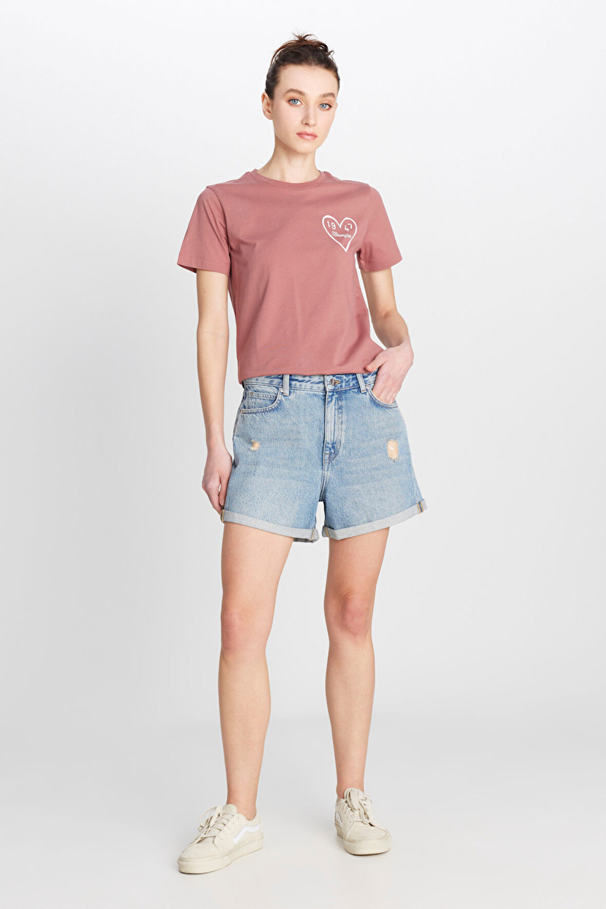 %100 Pamuk Regular Fit Normal Kesim Mavi Mini Denim Jean Şort