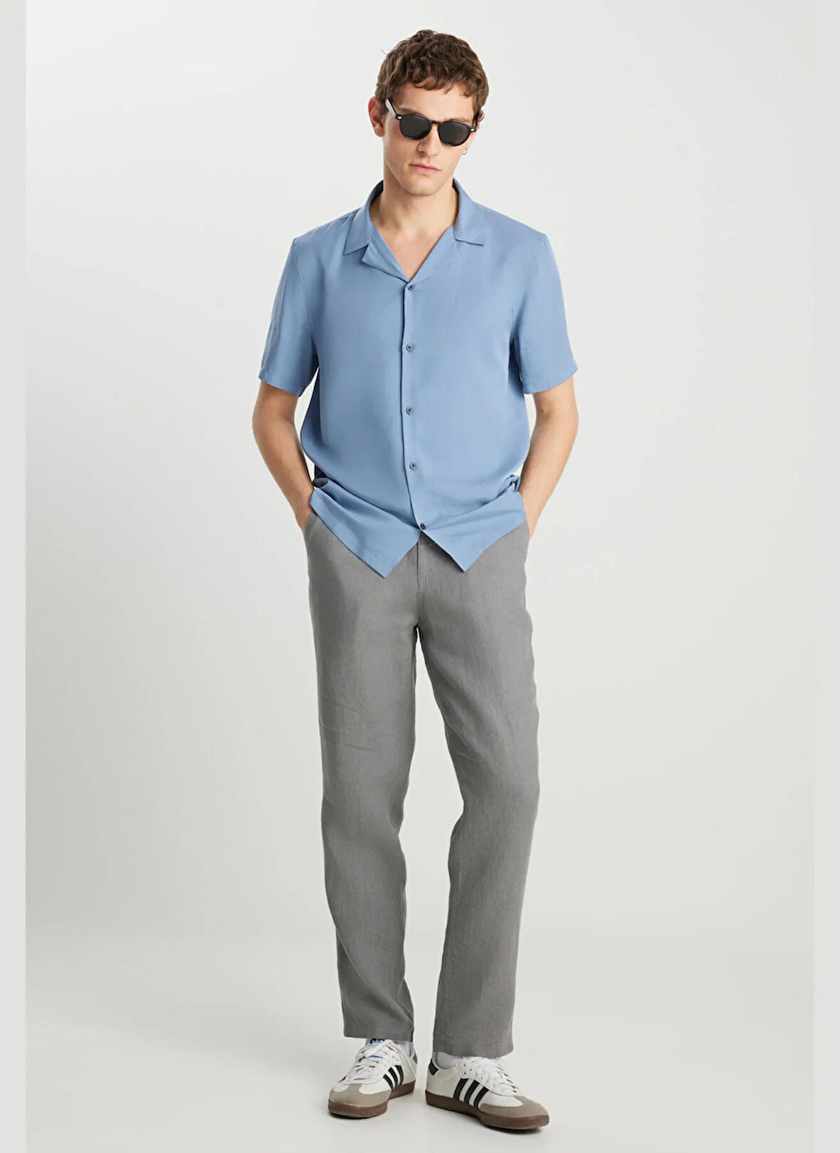 Wrangler Relaxed Koyu Mavi Erkek Gömlek W2510722TF Relaxed Fit Tencel