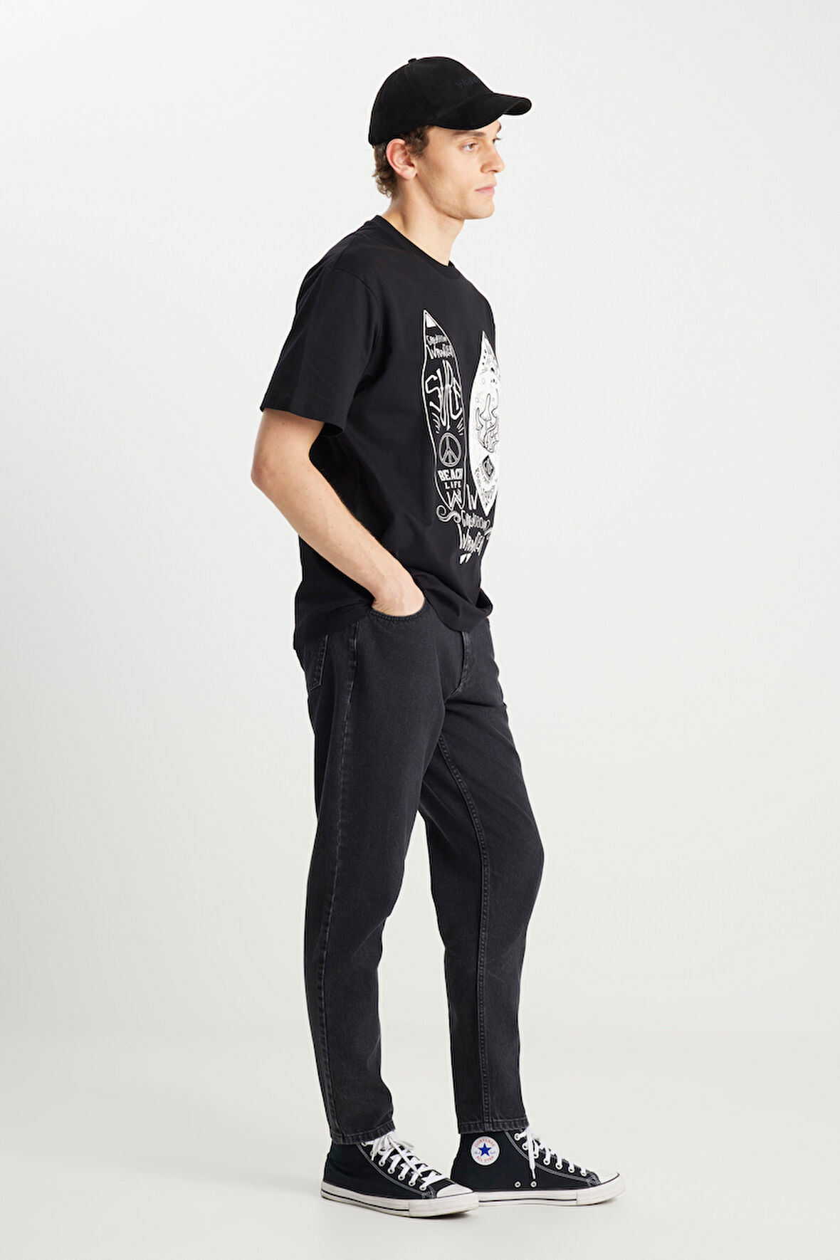 %100 Pamuk Frank Relaxed Fit Geniş Kesim Siyah Jean Denim Pantolon
