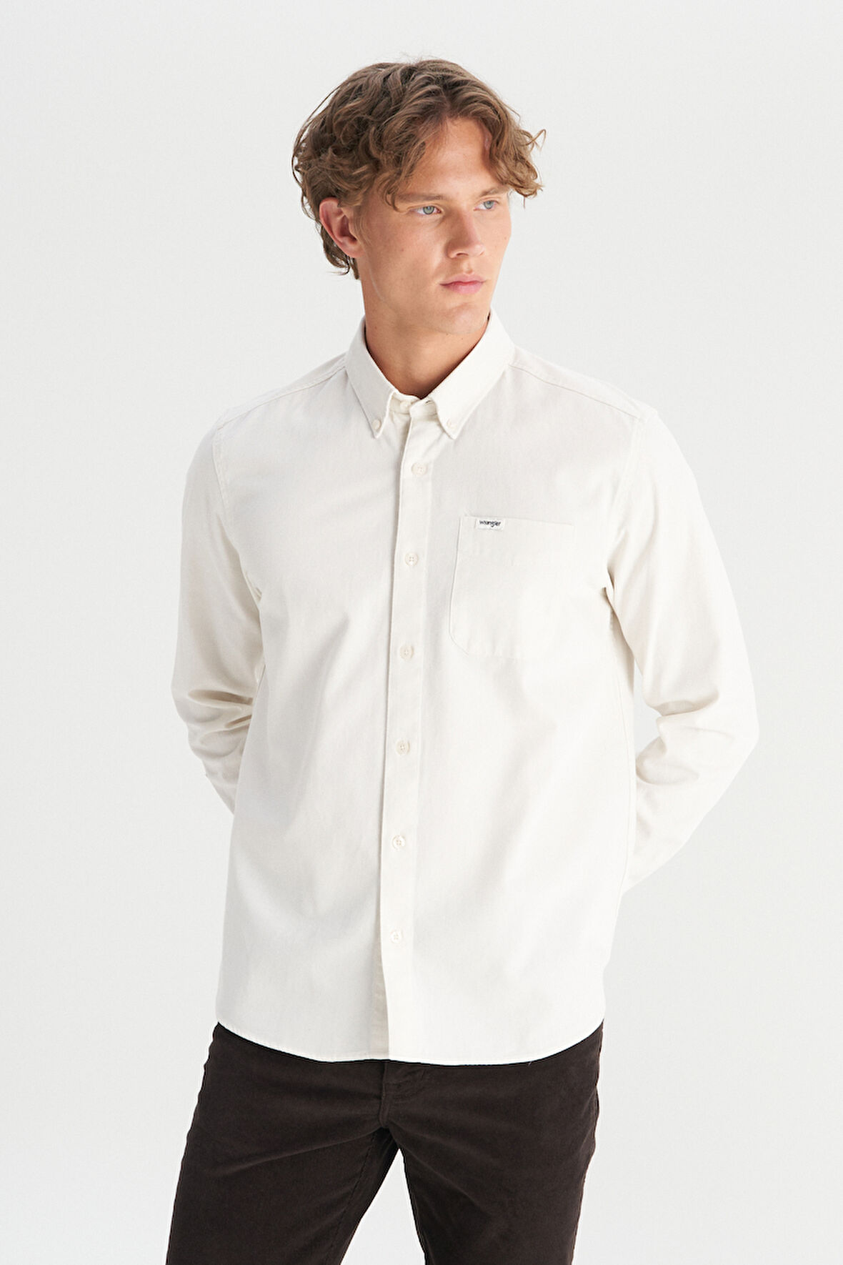 %100 Pamuk Regular Fit Normal Kesim Cep Detaylı Bej Gömlek