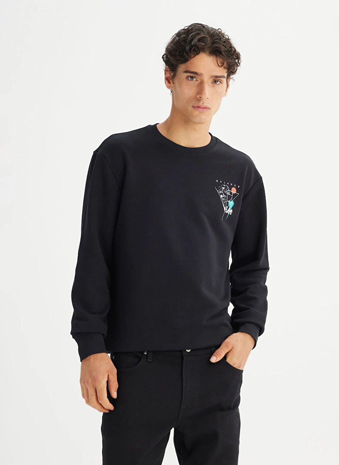 Lee Bisiklet Yaka Siyah Erkek Sweatshırt L2520361001 Siyah Sweatshirt