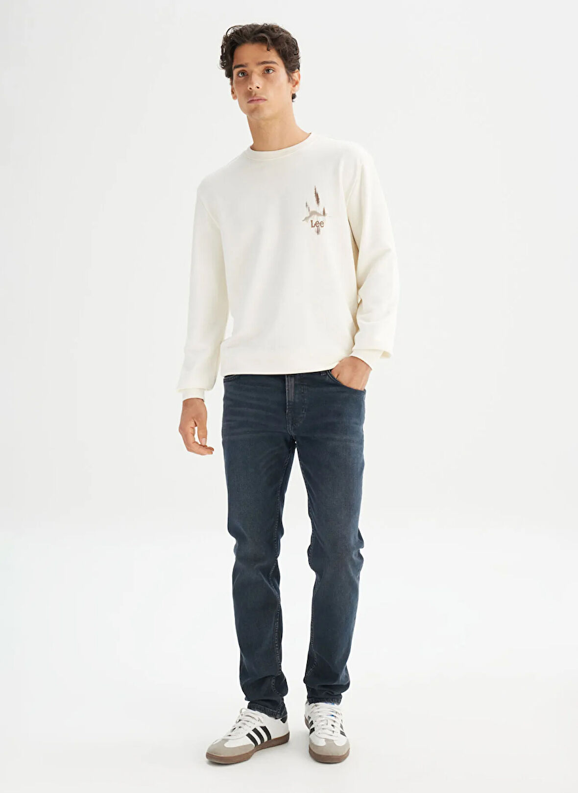 Lee Bisiklet Yaka Ekru Erkek Sweatshırt L2520225104 Ekru Sweatshirt