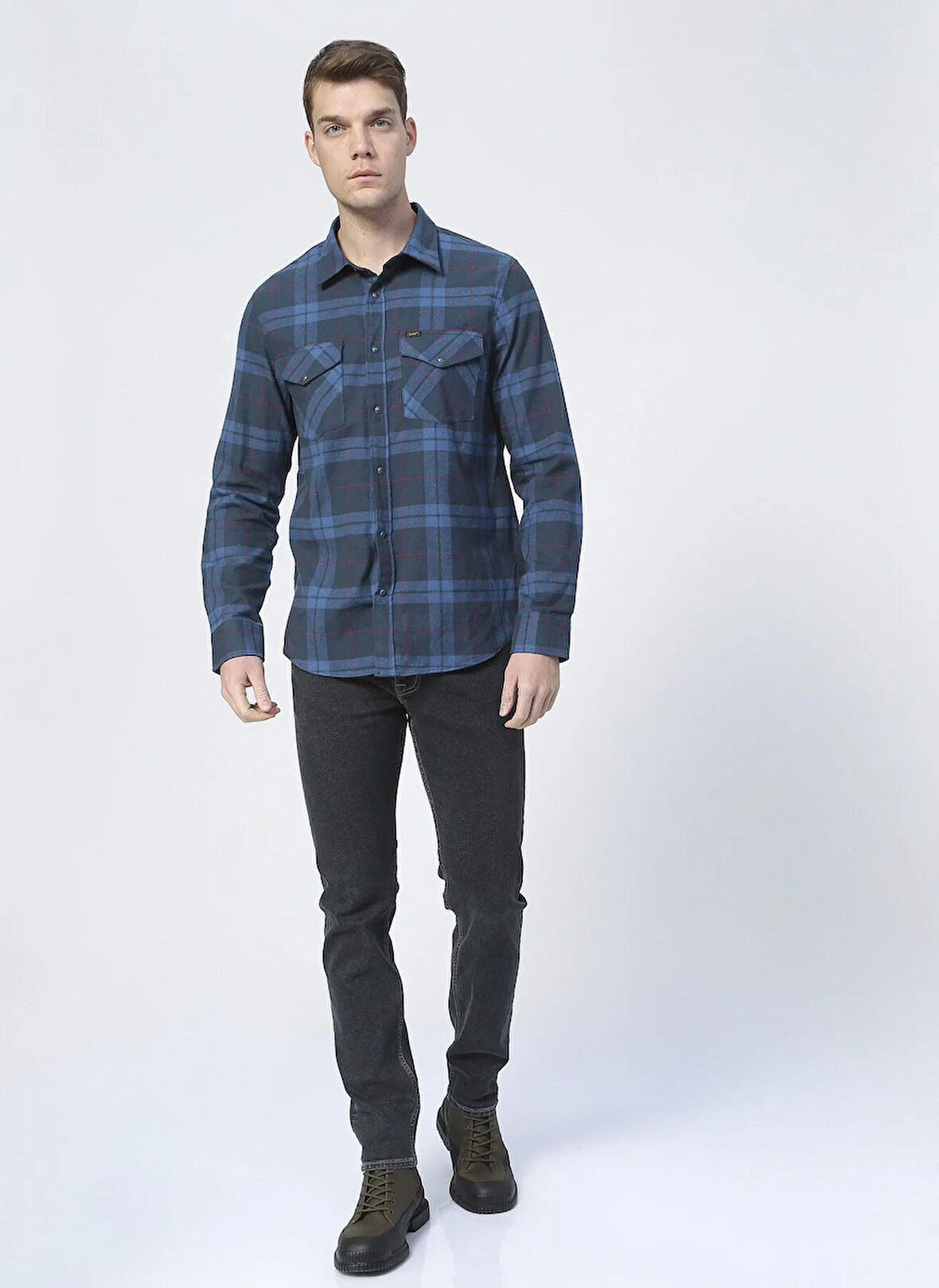 Lee L701OR47-001_Rider Siyah Normal Bel Slim Fit Denim Pantolon Erkek