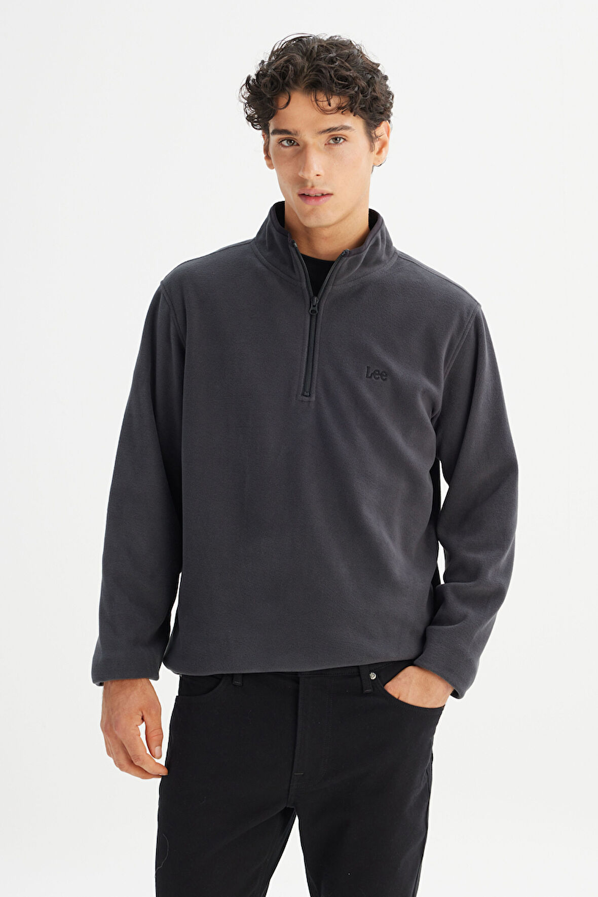 Regular Fit Normal Kesim Fermuarlı Dik Yaka Polar