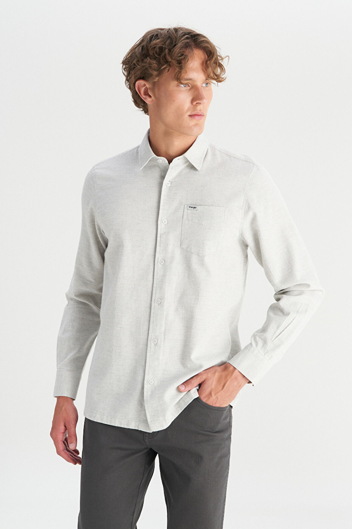 %100 Pamuk Regular Fit Normal Kesim Gri Gömlek