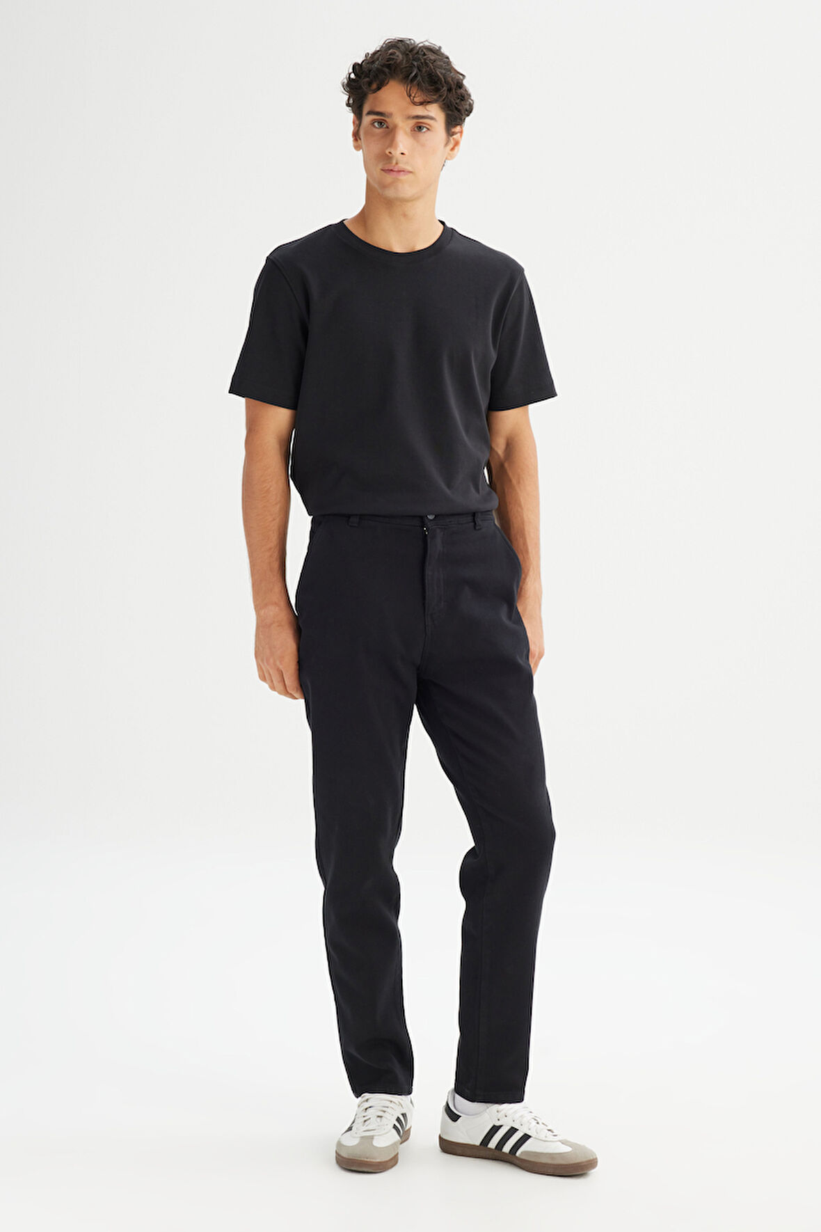 Regular Fit Normal Kesim Normal Bel Pamuklu Esnek Siyah Chino Pantolon