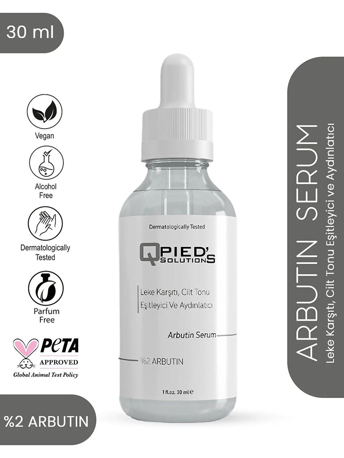 Leke Karşıtı, Cilt Tonu Eşitleyici ve Aydınlatıcı Arbutin Serum 30 ml