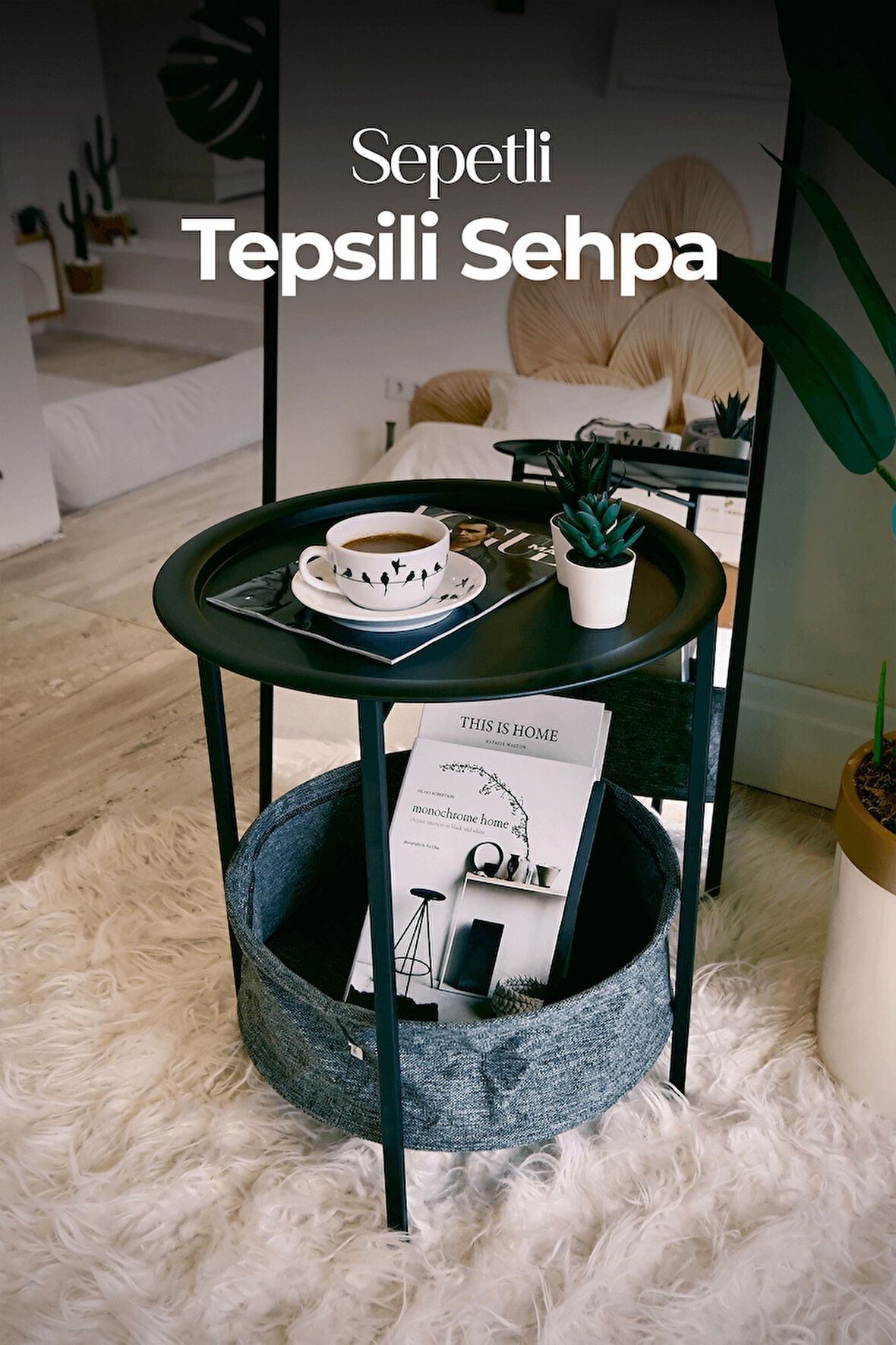 Sepetli Tepsili Sehpa