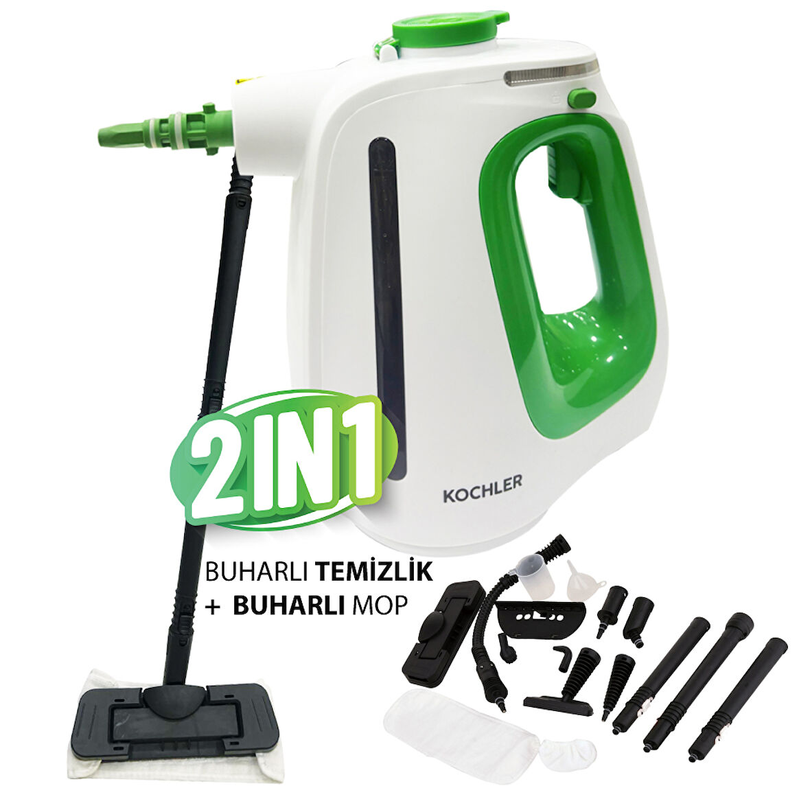 WHL-622B 2-in-1 Buharlı Temizlik Makinesi – El Tipi ve Mop Başlıklı, Yüksek Güçlü, Çok Amaçlı ve Kompakt Tasarım