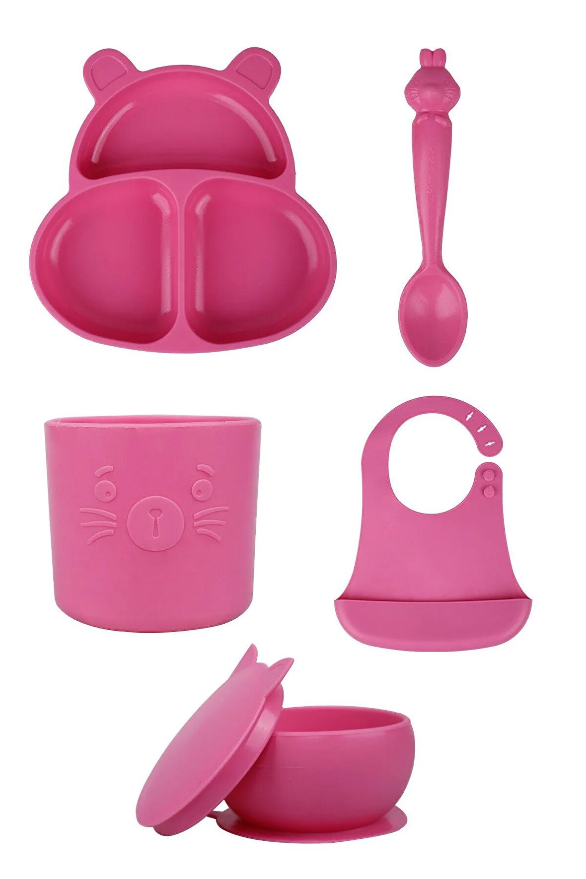 Pandish Beslenme Seti HupPo, HamHam, BuBu, KitTen, Bibsy Bubblegum Pink -Pembe 