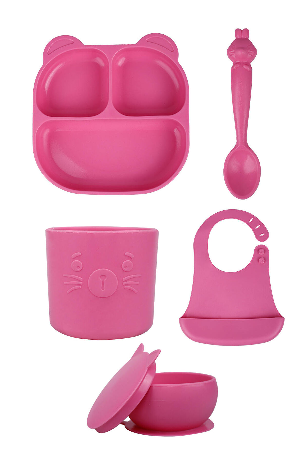 Pandish Beslenme Seti MamMa, HamHam, BuBu, KitTen, Bibsy Bubblegum Pink -Pembe 