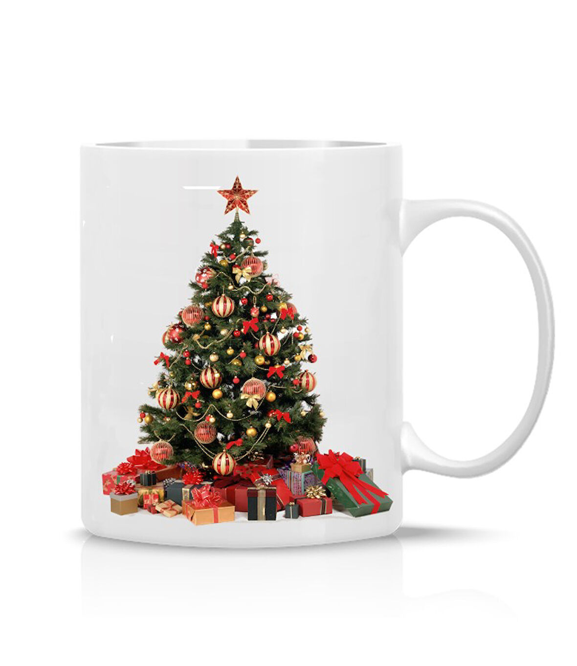 Kişiye Özel Yılbaşı Ağacı Merry Christmas Noel Yeni Yıl Hediye Kulplu Baskılı Kupa Bardak