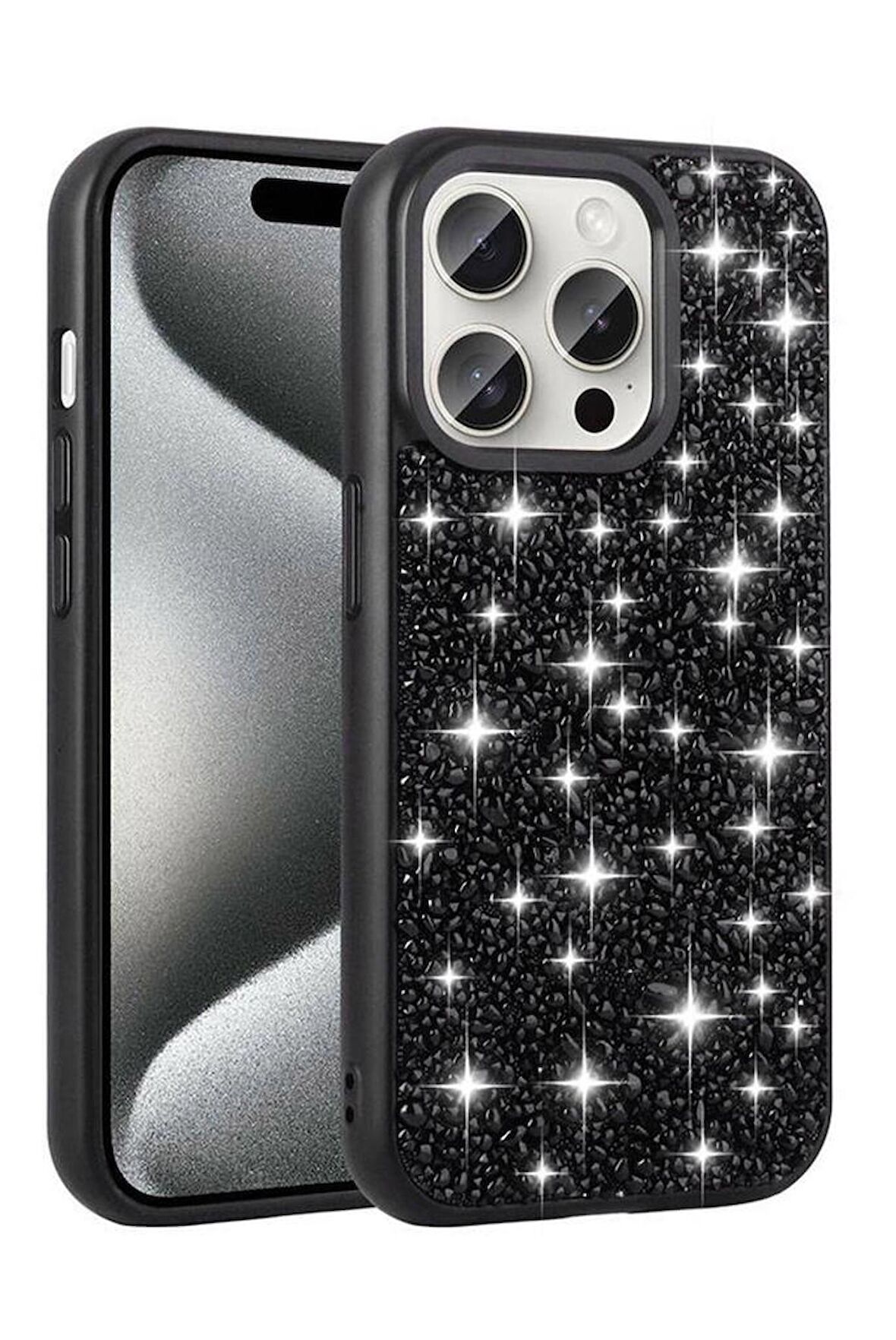 iPhone 15 Pro Kılıf Parlak Taşlı Tasarım Linea Kapak