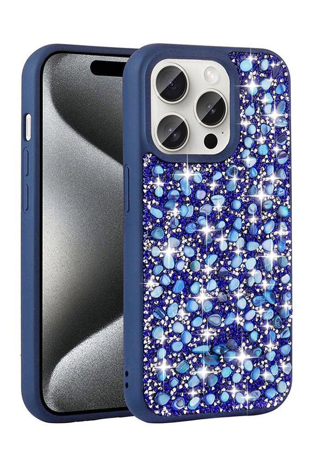 iPhone 15 Pro Kılıf Parlak Taşlı Tasarım Linea Kapak
