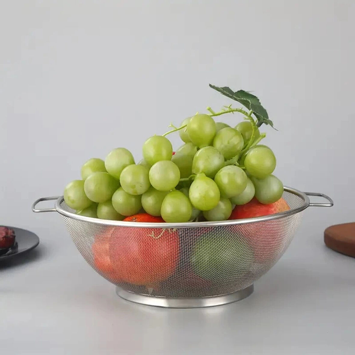 Paslanmaz Çelik Kulplu Tel Çok Amaçlı Makarna Un Meyve Sebze Süzgeçi 20 Cm