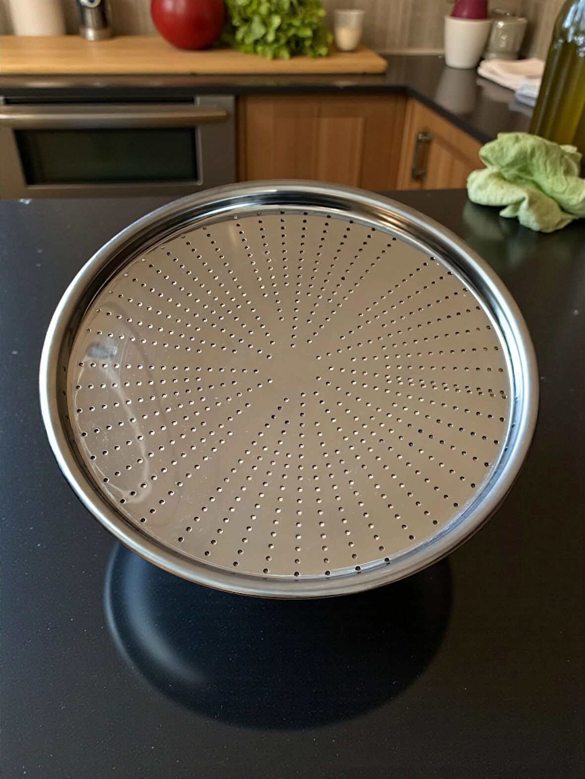 Paslanmaz Çelik Delikli Pizza Fırın Tepsisi Lahmacun Fırın Tepsisi 32 Cm