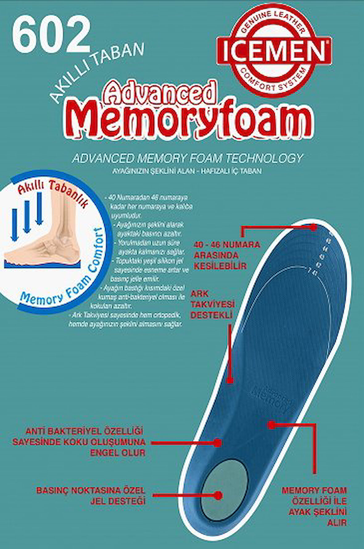 Medikalcim Advanced Memory Foam Akıllı Tabanlık 42-44 Numara Ayak