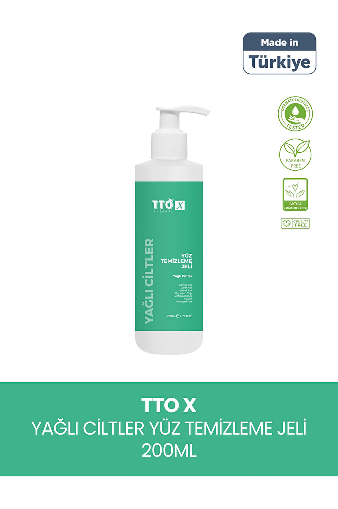 TTO-X Yüz Temizleme Jeli – Yağlı Ciltler 200 ml