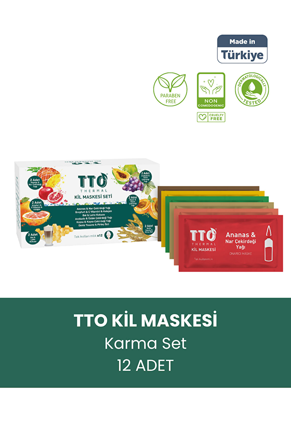 TTO THERMAL Ananas Ve Nar Çekirdeği Yağ İçeren Kil Maskesi 