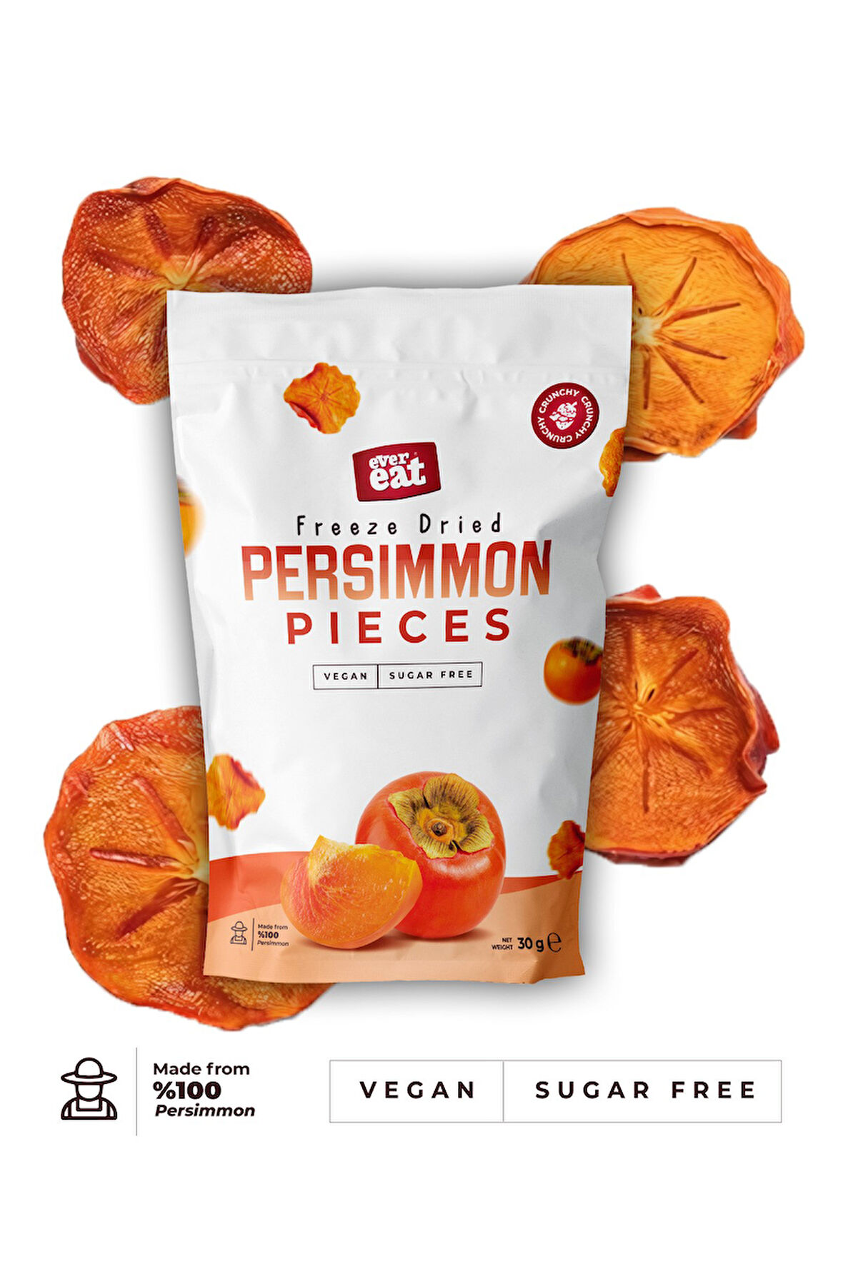 Trabzon Cennet Hurması Kuru Meyve Cipsi - Dondurularak Kurutulmuş Freeze Dried Çıtır Cennet Hurması