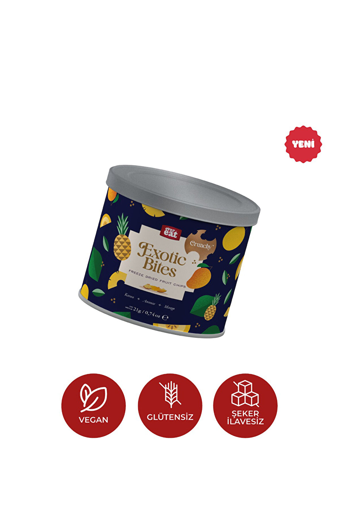 Exoticbites Dondurularak Kurutulmuş Kavun, Ananas, Mango Karışımı - Freeze Dry Meyve Atıştırmalığı