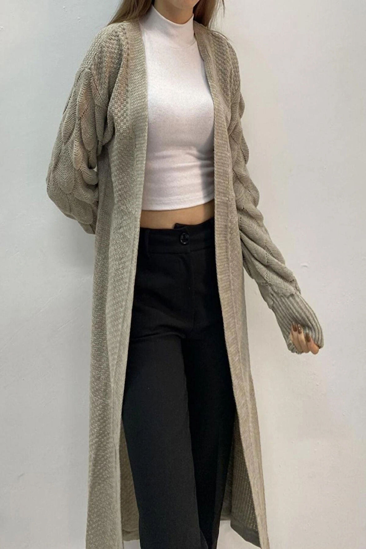 BAYAN UZUN LUPEN DESENLİ CEKET