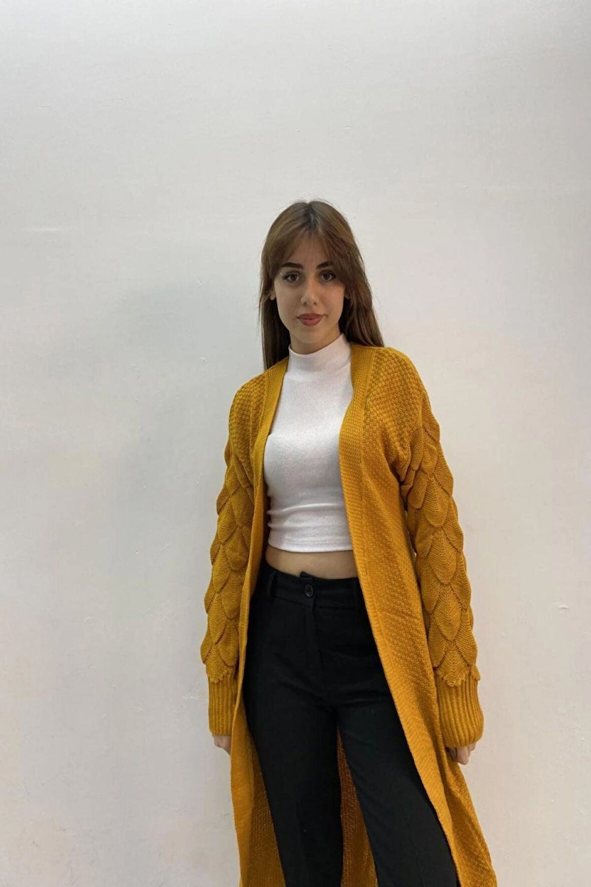 BAYAN UZUN SELANİK DESEN CEKET