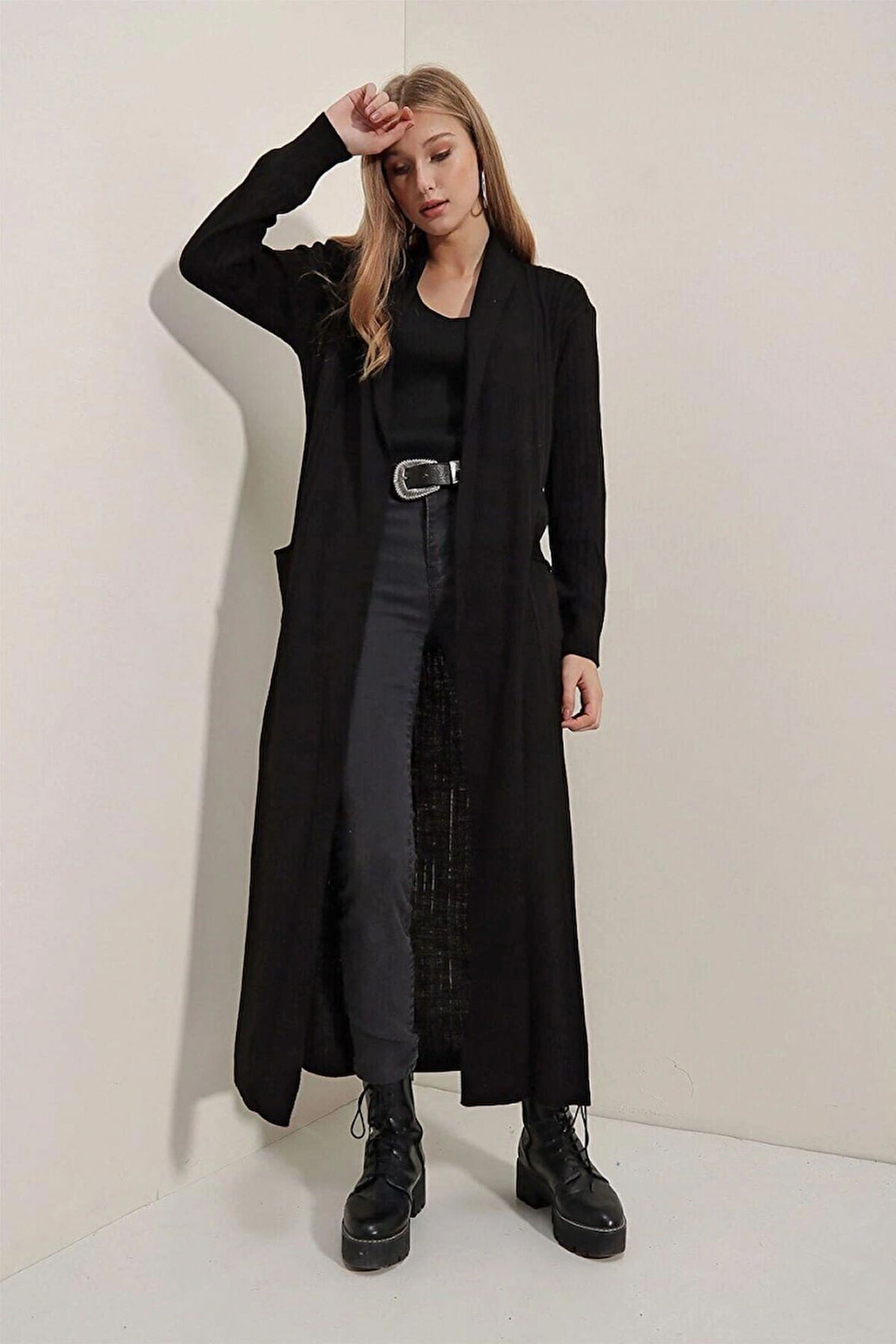 BAYAN UZUN SELANİK DESEN CEKET