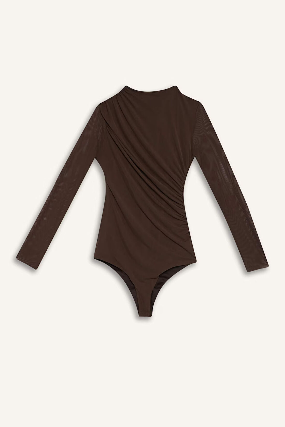 Slim Fit Dar Kesim Tül Uzun Kollu Tişört