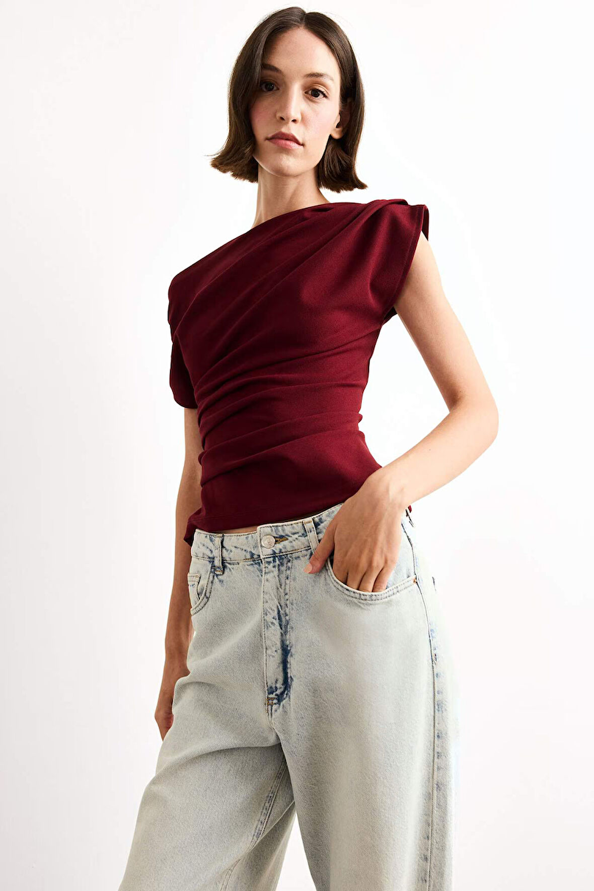 Fitted Basic Düz Tek Omuzlu Siyah Atlet