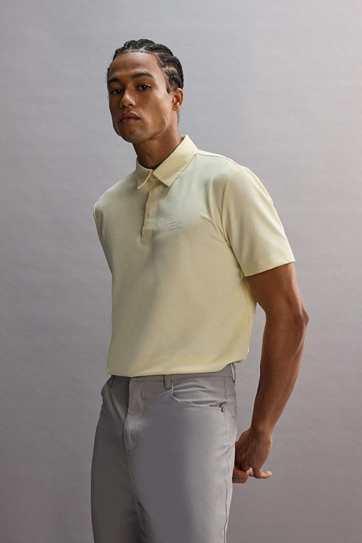 DeFactoFit Standart Fit Polo Yaka Basic Düz Sporcu Dokuma Kısa Kollu Tişört
