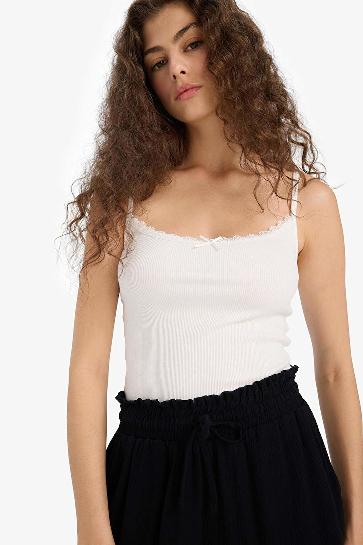 Fitted V Yaka Fitilli Kaşkorse Atlet