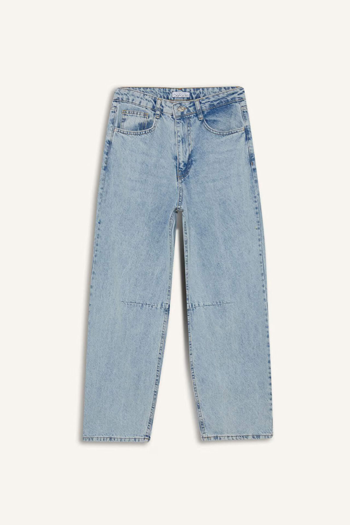 Barrel Fit Normal Bel Bilek Boy Jean Yıkamalı Pantolon