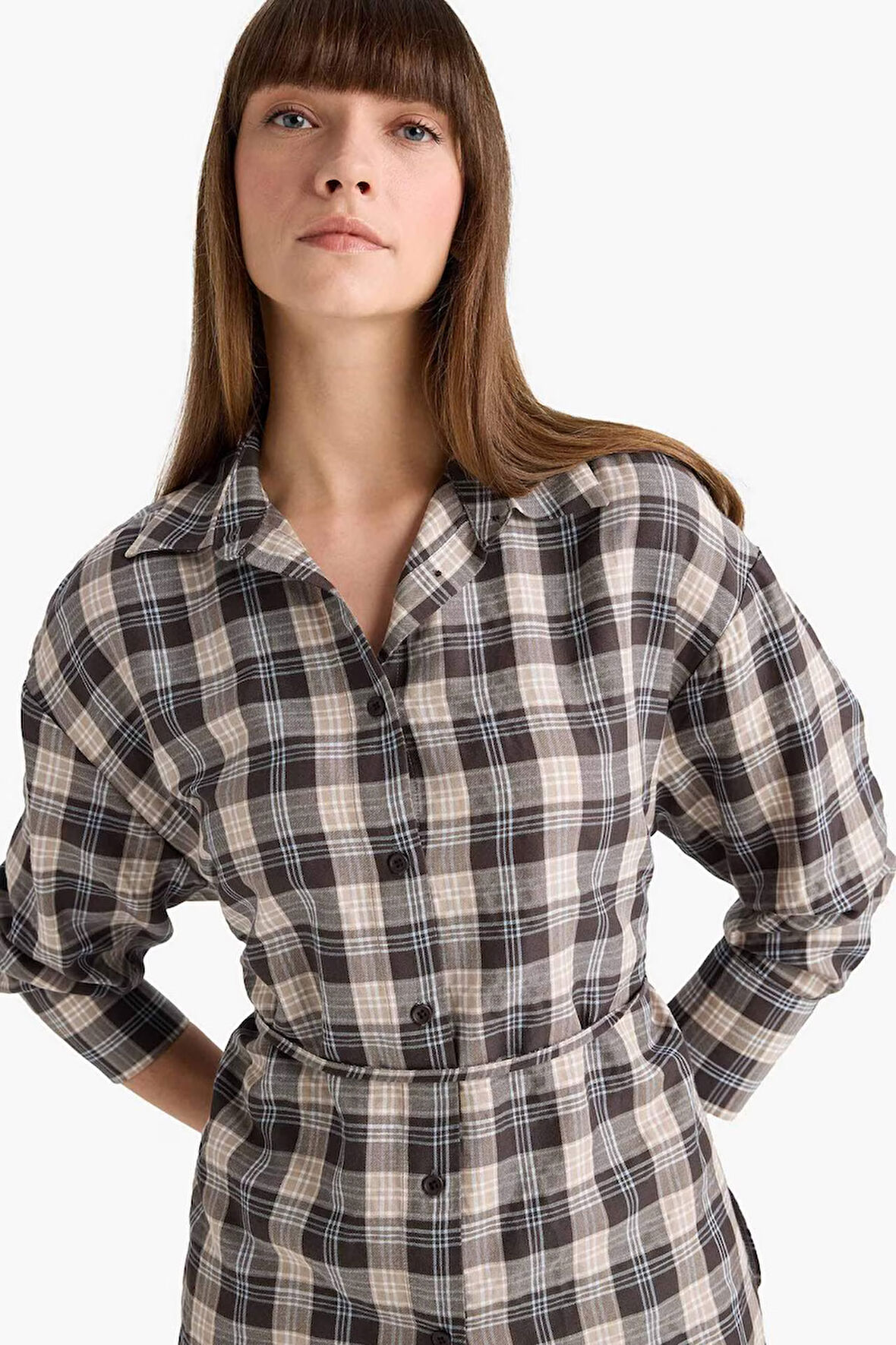 Oversize Geniş Kalıp Kareli Flanel Uzun Kollu Gömlek