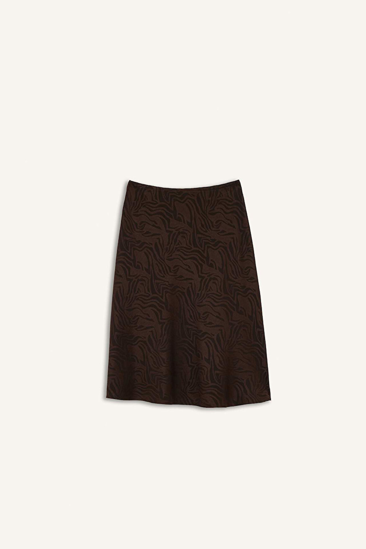 A Kesim Floral Normal Bel Saten Midi Etek