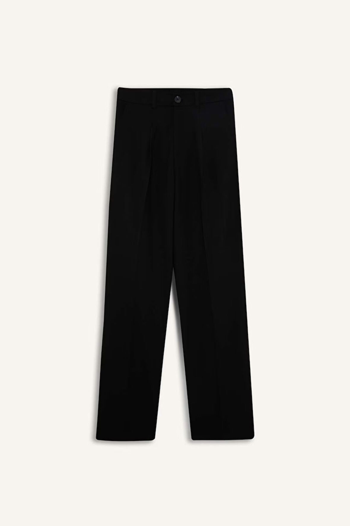 Wide Leg Fermuarlı Yüksek Bel Standart Boy Pantolon