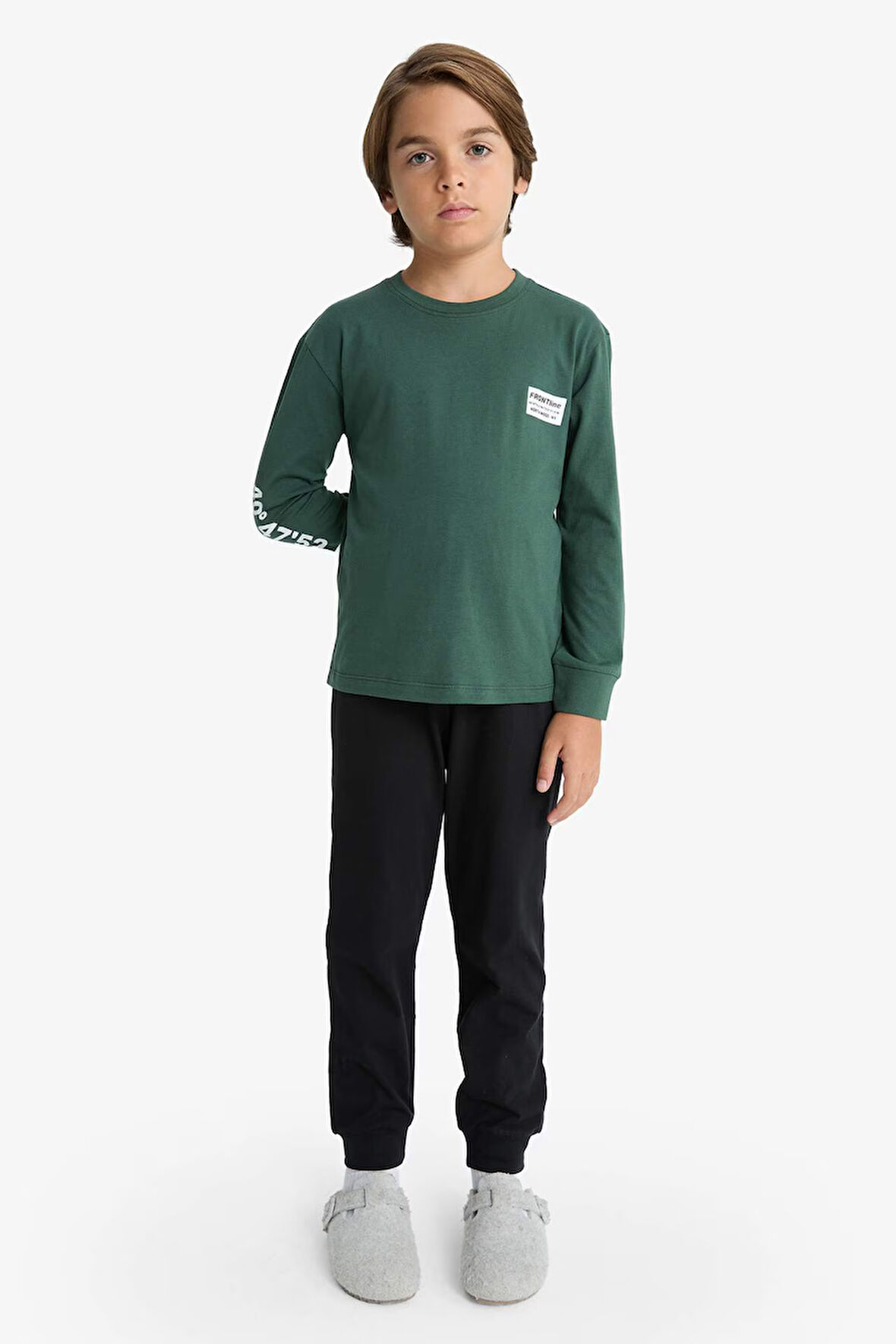 Erkek Çocuk Pijama Takımı Baskılı Uzun Kollu Üst Uzun Alt