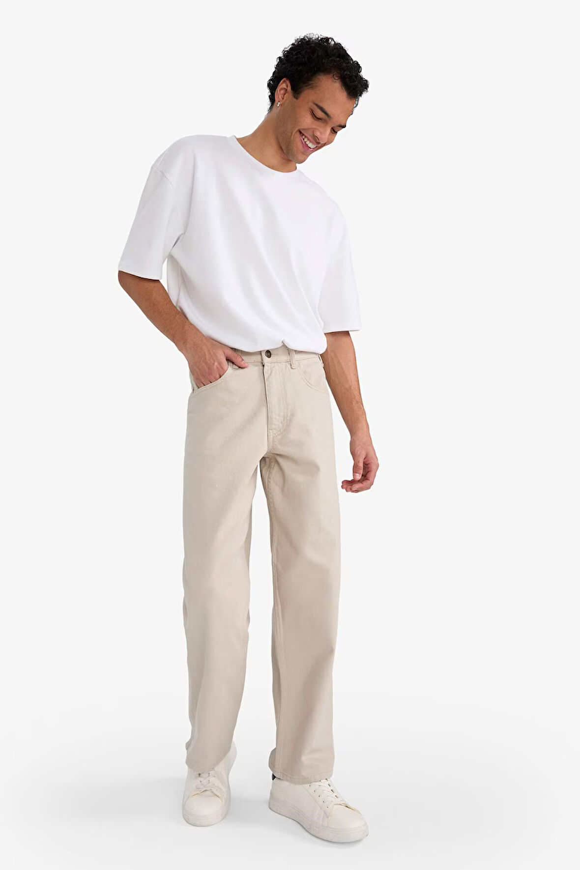 Loose Fit Düz Paça Jean Pantolon