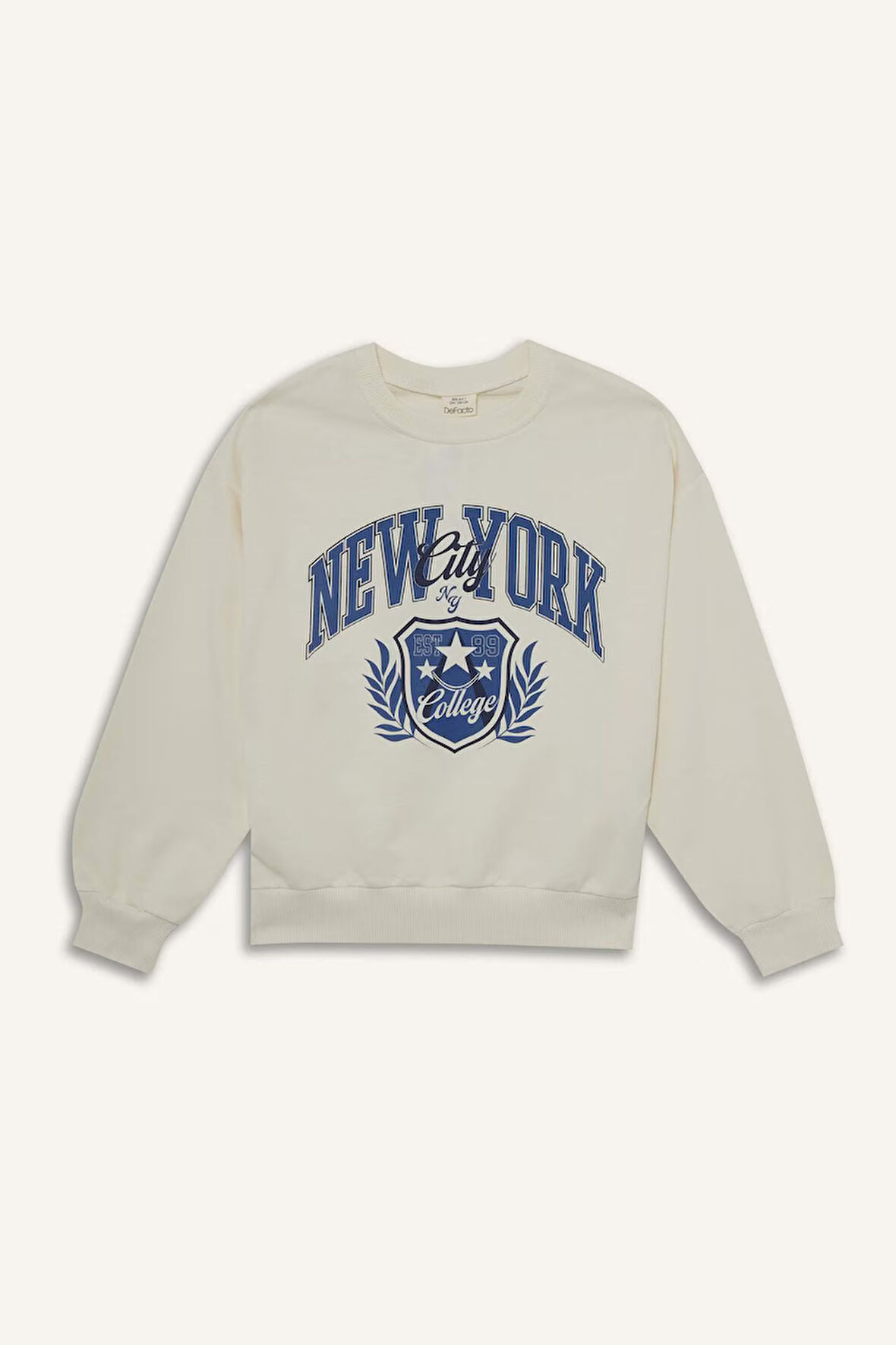 Kız Çocuk Relax Fit Bisiklet Yaka Baskılı Sweatshirt