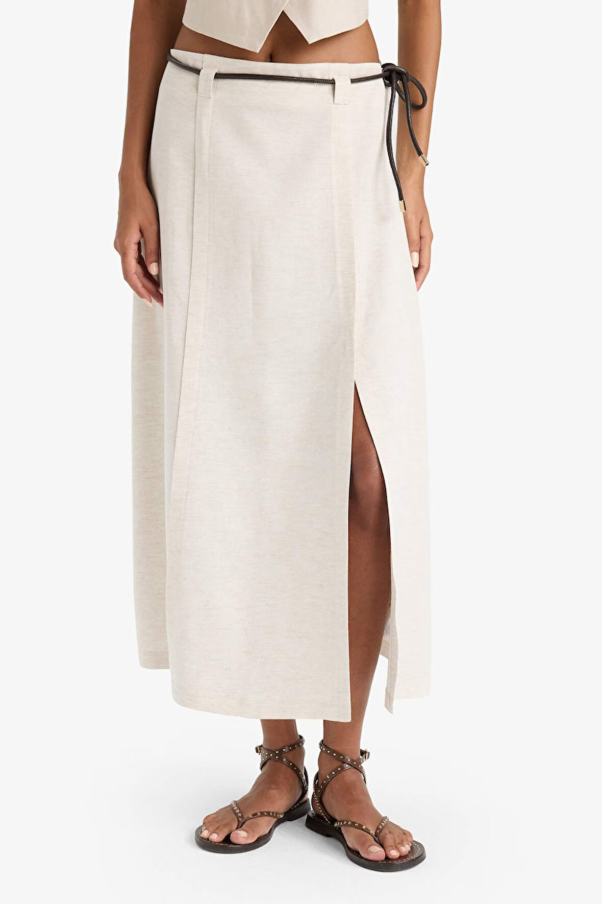 Regular Fit Yüksek Bel Midi Etek