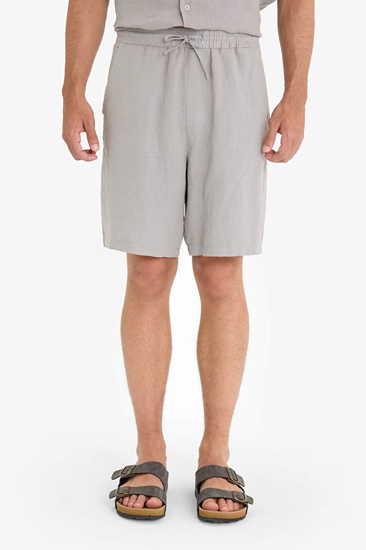 %100 Keten Relax Fit Bermuda Şort