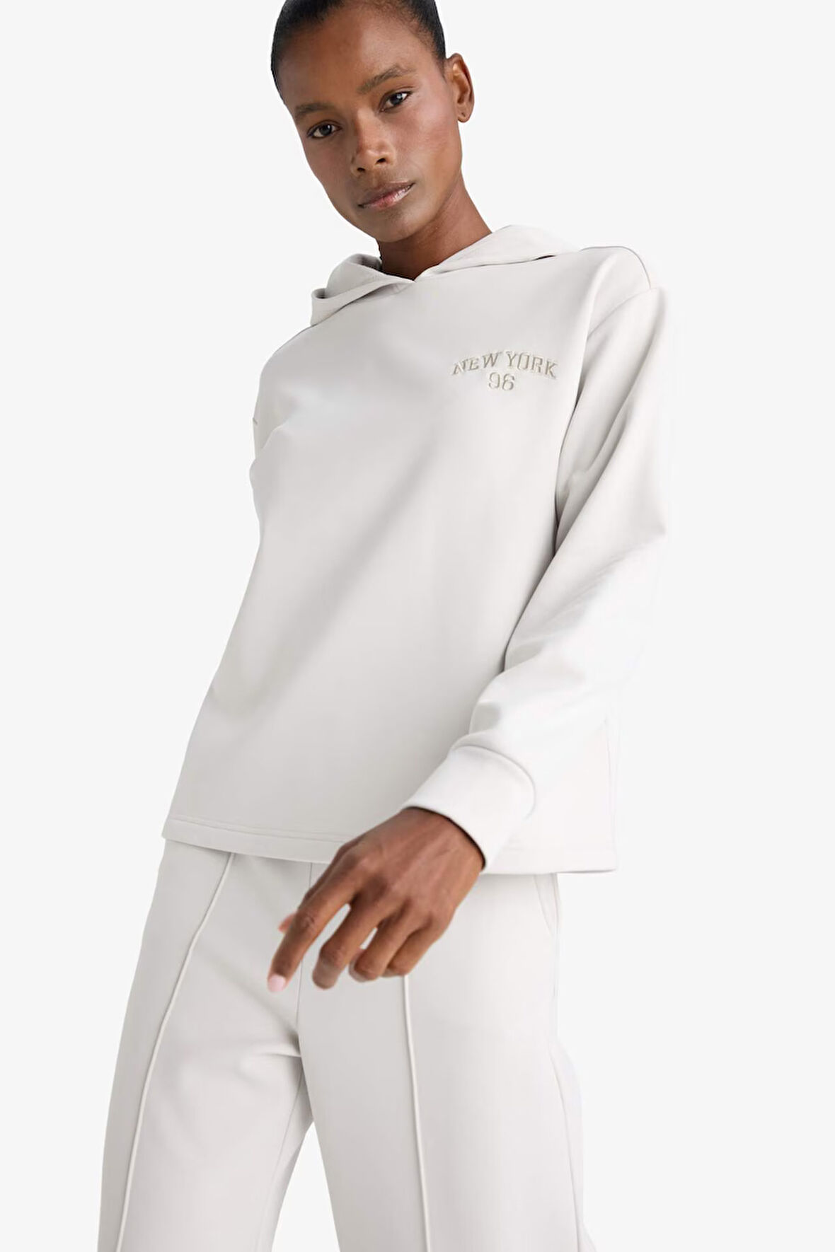 DeFactoFit Standart Fit Kapüşonlu Baskılı Skuba Dalgıç Kumaş Sporcu Sweatshirt