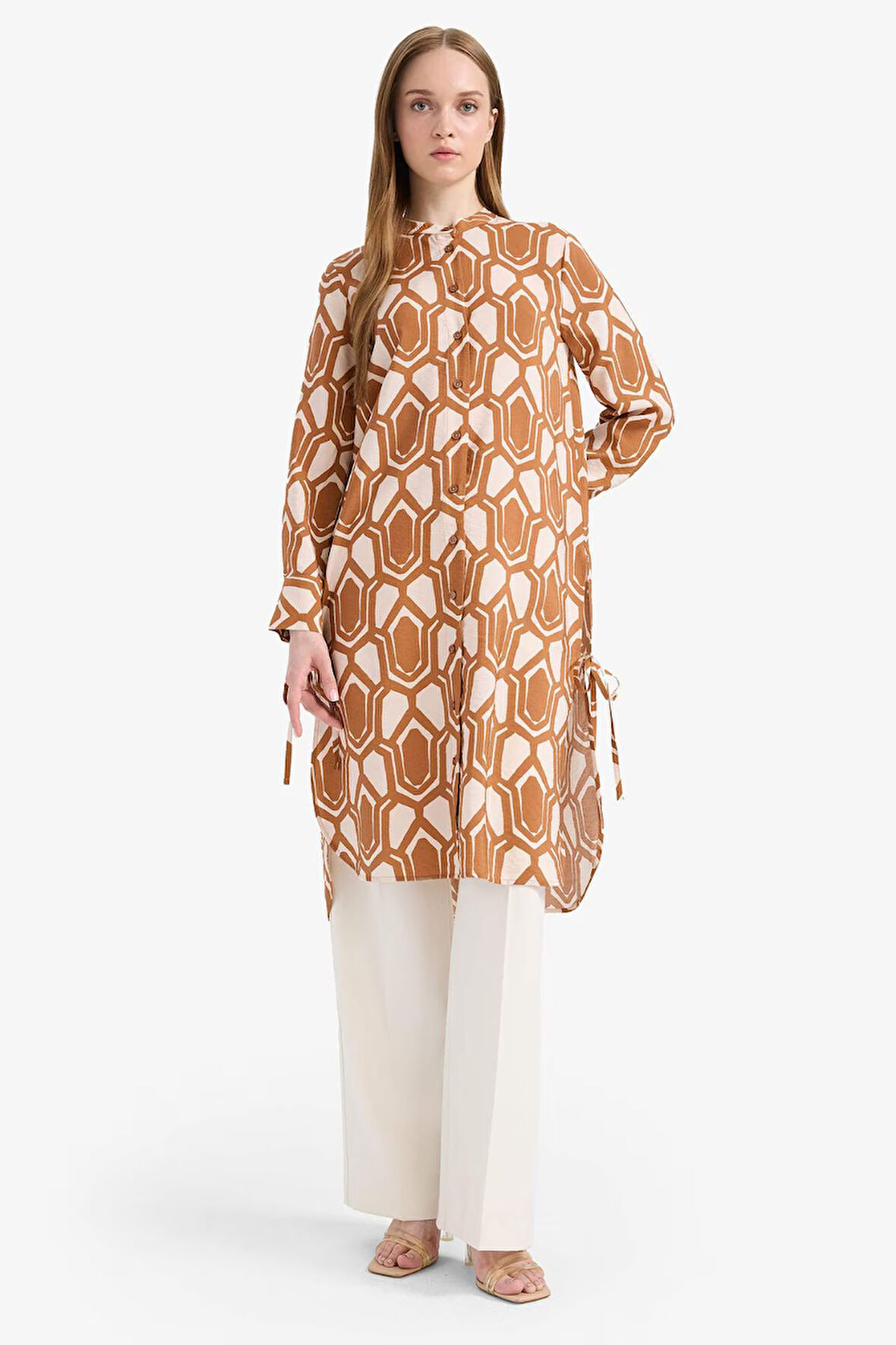 DeFacto Regular Fit Deseneli Uzun Kollu Gömlek Tunik F2183AX25SMBN125