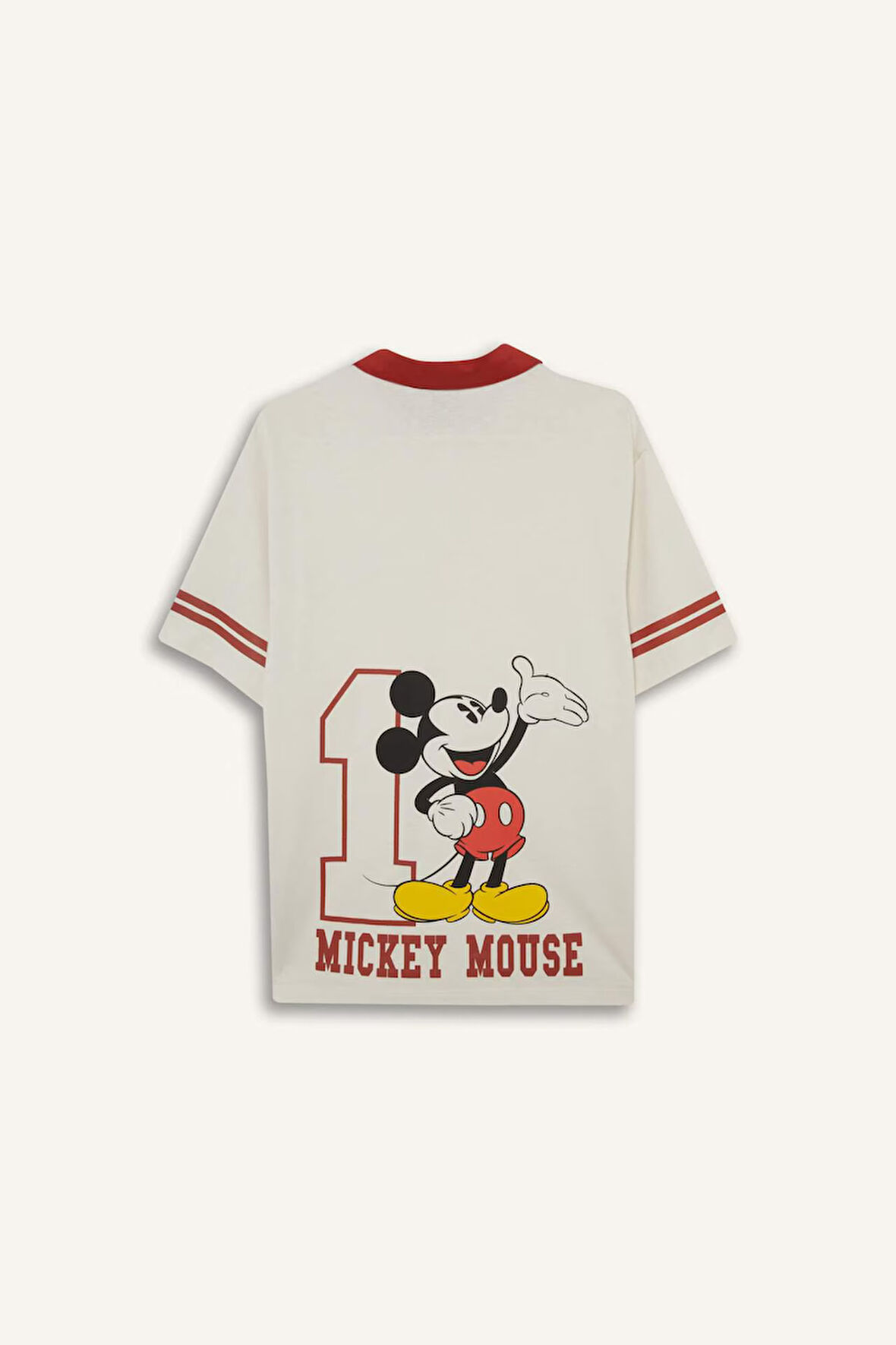 Coool Disney Mickey & Minnie Oversize Geniş Kalıp Polo Yaka Sırt Baskılı Kısa Kollu Tişört 