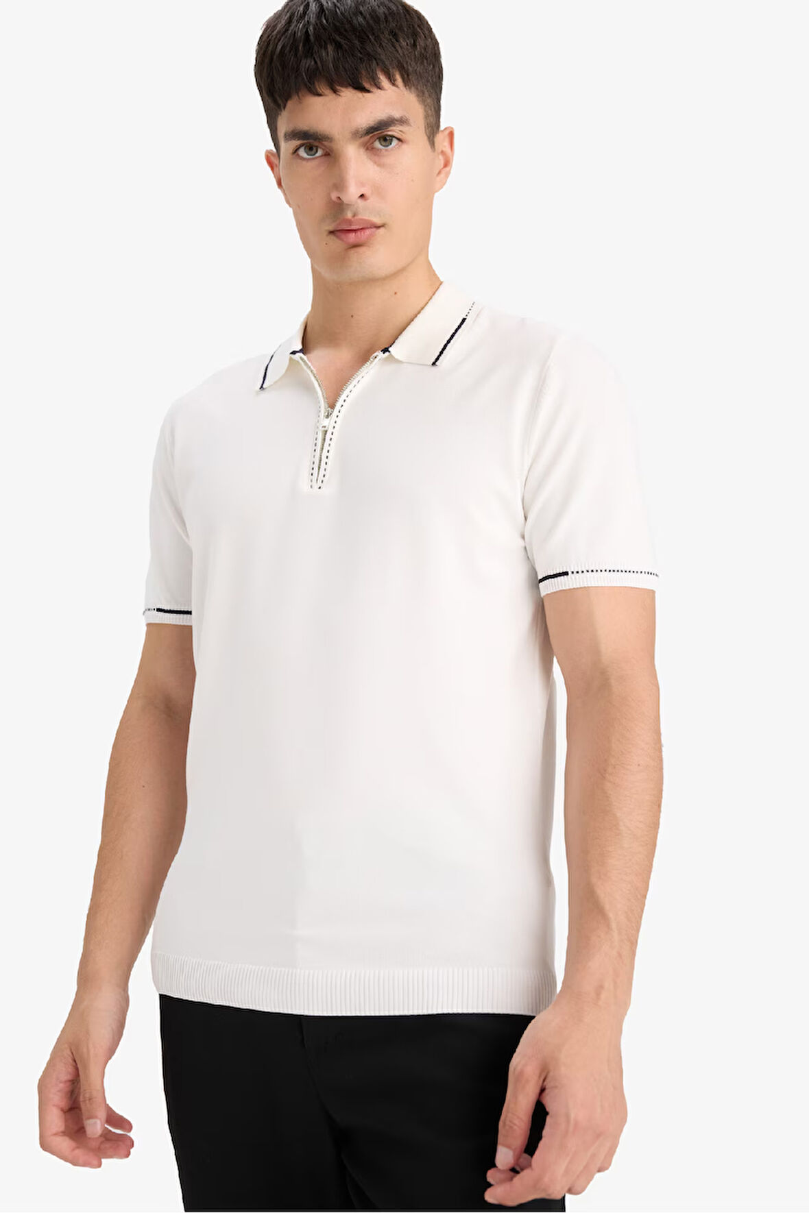 Standart Fit Polo Yaka Triko Kısa Kollu Polo Tişört