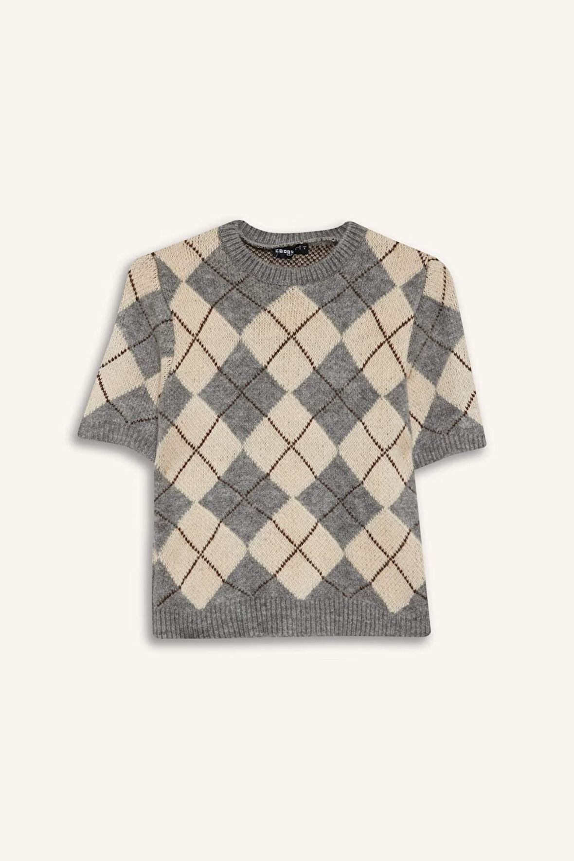 Coool Slim Fit Dar Kesim Bisiklet Yaka Baklava Desenli Triko Kazak