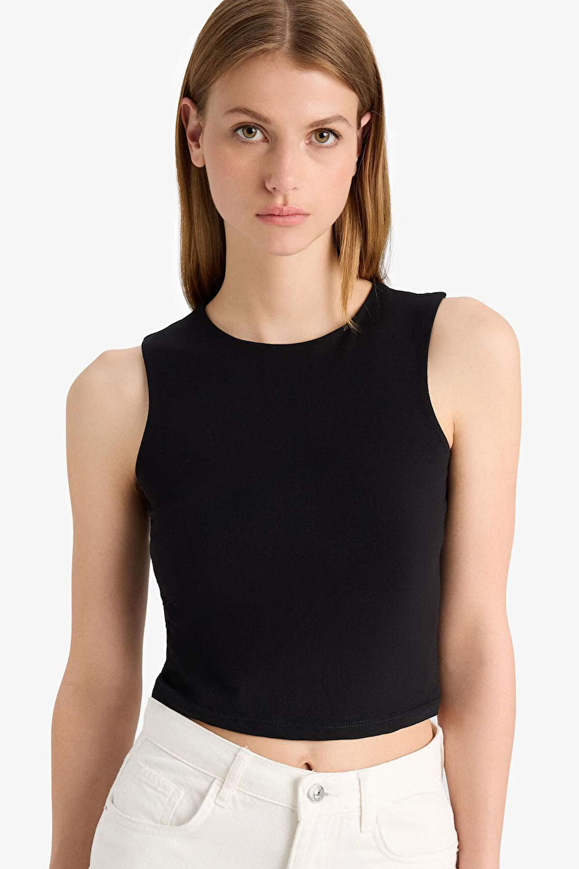 Regular Fit Basic Düz Bisiklet Yaka Siyah Atlet