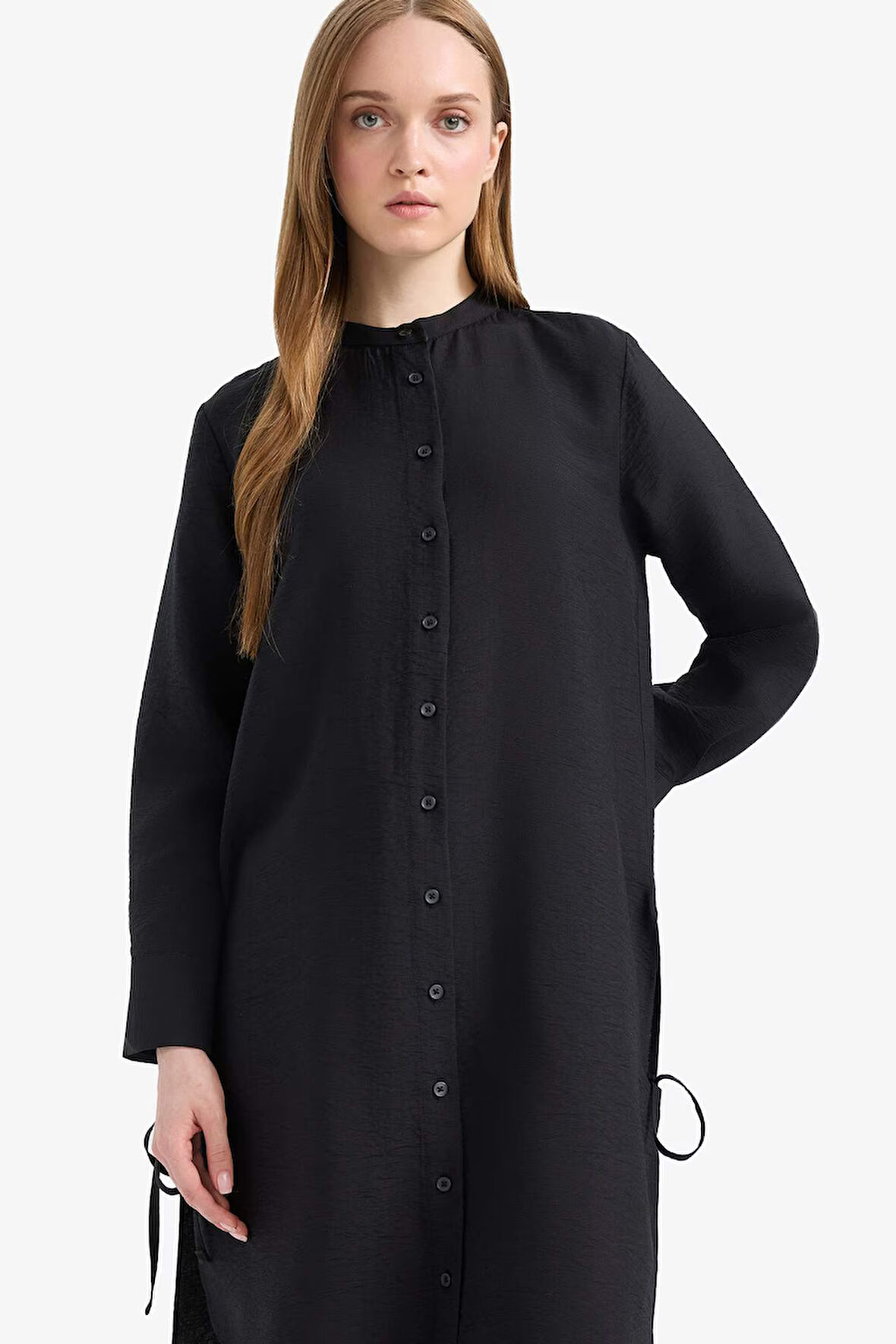 Regular Fit Basic Düz Uzun Kollu Gömlek Tunik