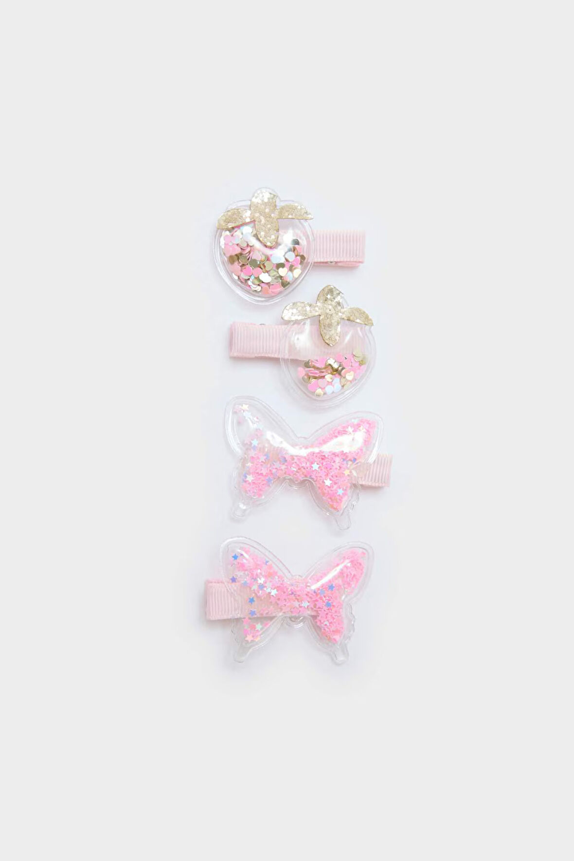 Kız Çocuk 4'lü Pembe Pullu Çıtçıtlı Toka