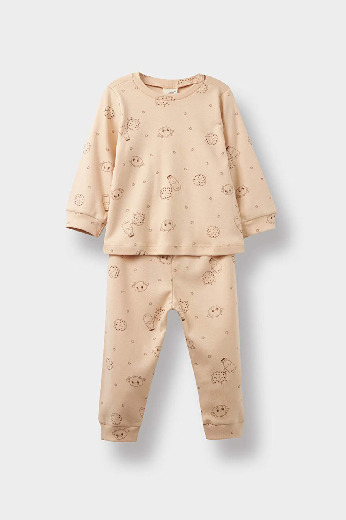 Erkek Bebek Pijama Takımı Desenli Penye Uzun Kollu Üst Uzun Alt